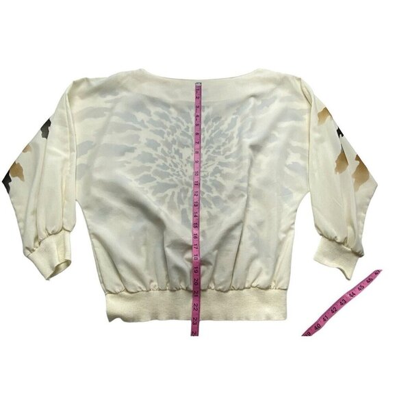 JAMBOREE NY Vintage Blouse Tiger Animal Batwing Sleeves Pullover Ivory 10 3-28 - Picture 8 of 14